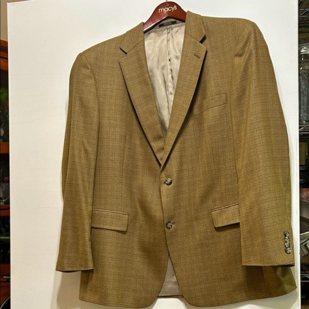 Hart Schaffner Marx Men’s Sport Coat 46R USA Made  Tan Imported Fabric Blazer